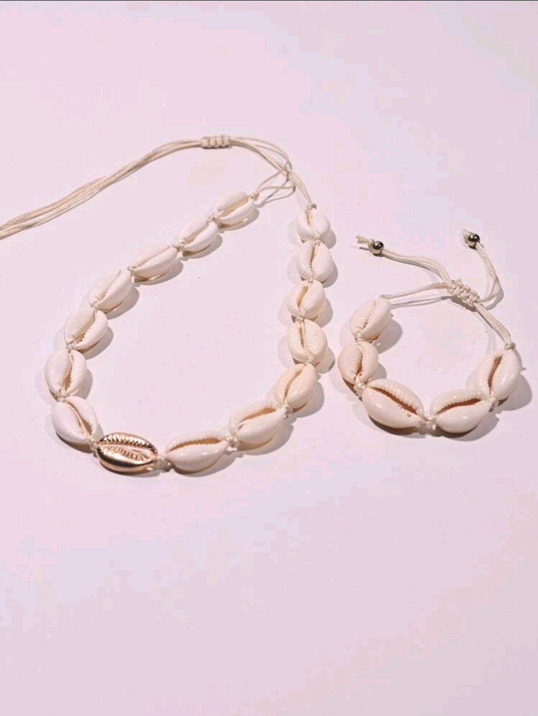 Juego de collar y pulsera bohemio concha de caracoles