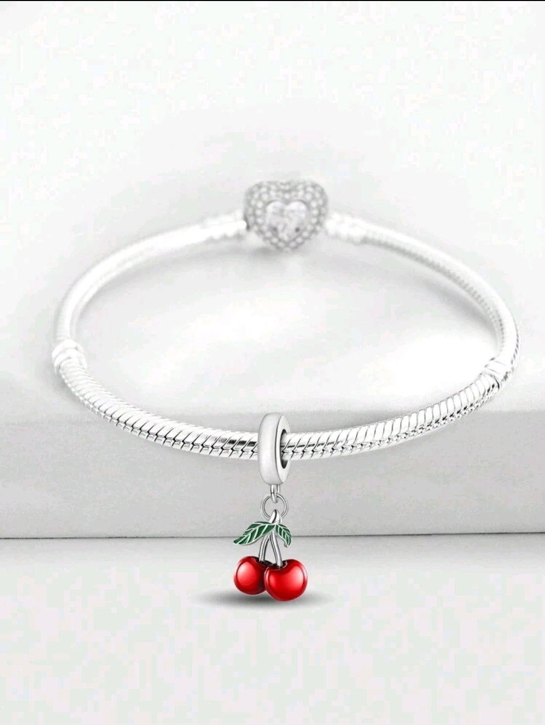 Charm Plata de ley 925 diseño de cerezas
