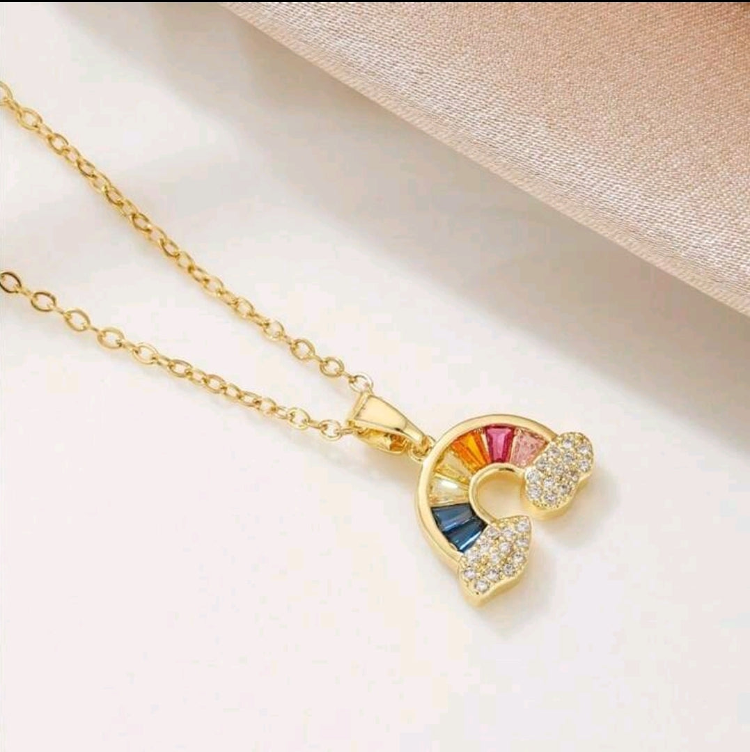 Collar con dije de arcoiris. Acero Inoxidable