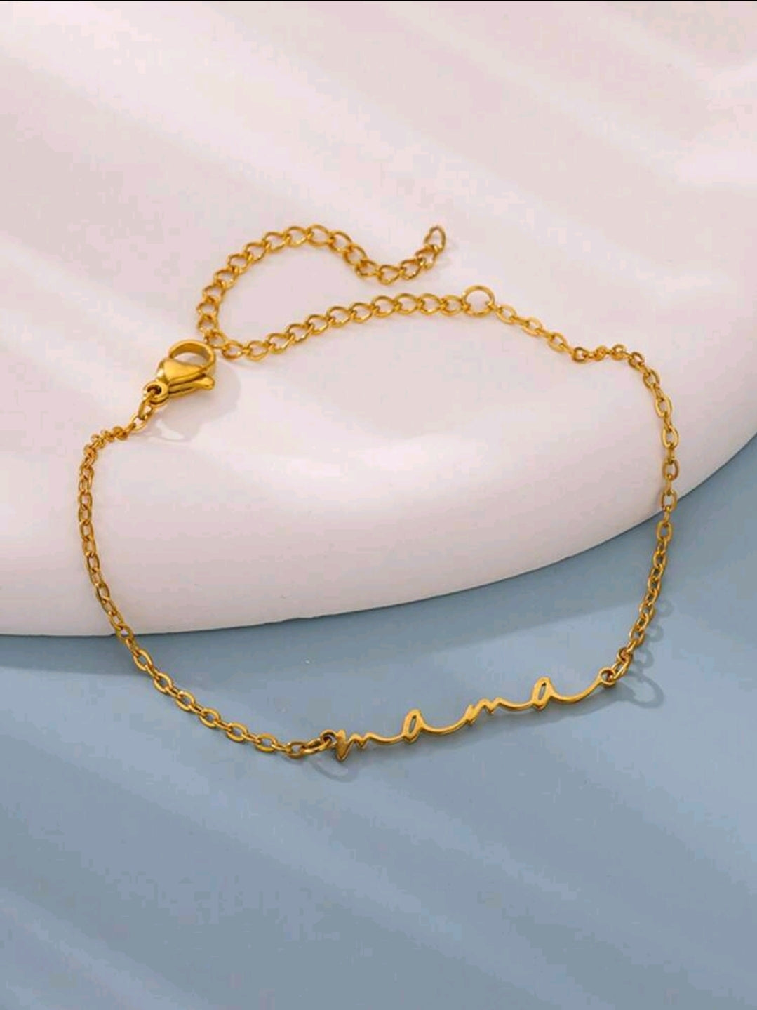 Pulsera ajustable dorada con diseño de mamá