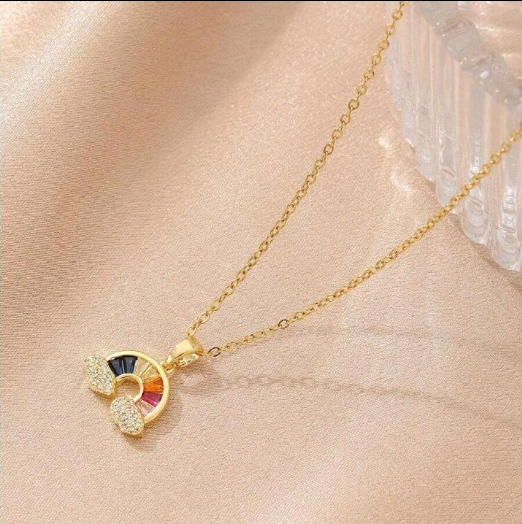 Collar con dije de arcoiris. Acero Inoxidable