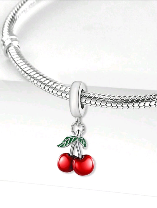 Charm Plata de ley 925 diseño de cerezas